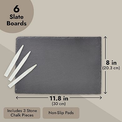6 Piece Slate Cheese Board With Chalk For Charcuterie, Party Supplies, 8x11.8 In