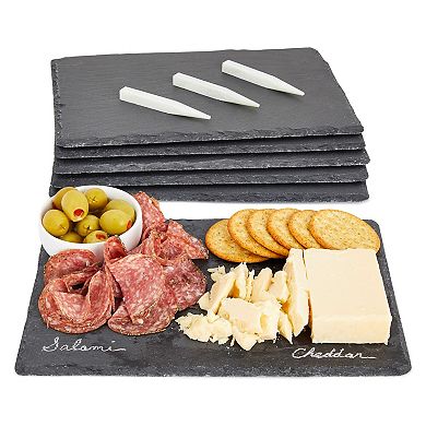 6 Piece Slate Cheese Board With Chalk For Charcuterie, Party Supplies, 8x11.8 In