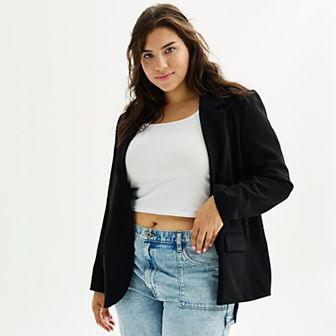 Juniors' Plus Size SO® One Button Blazer