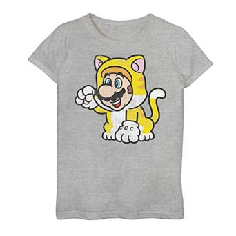 Girls 7-16 Super Mario 3D Bowsers Fury Mario Cat Portrait Tee