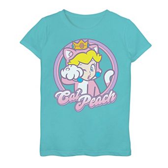 Girls 7-16 Super Mario 3D World Bowsers Fury Peach Cat Princess Paw Tee