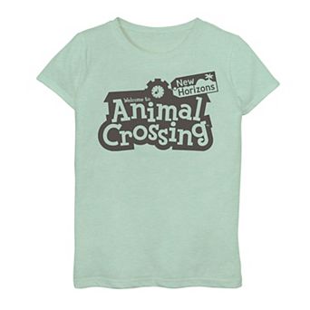 Girls 7-16 Animal Crossing: New Horizons Bold Black Welcome Logo Tee