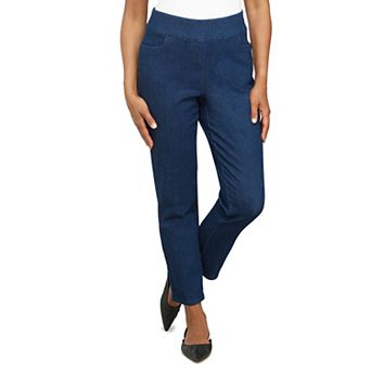 Petite Alfred Dunner Super Stretch Pull-On Straight-Leg Denim Pants