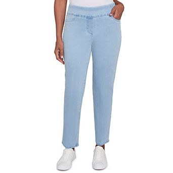 Petite Alfred Dunner Super Stretch Pull-On Straight-Leg Denim Pants
