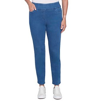 Petite Alfred Dunner Super Stretch Pull-On Straight-Leg Denim Pants