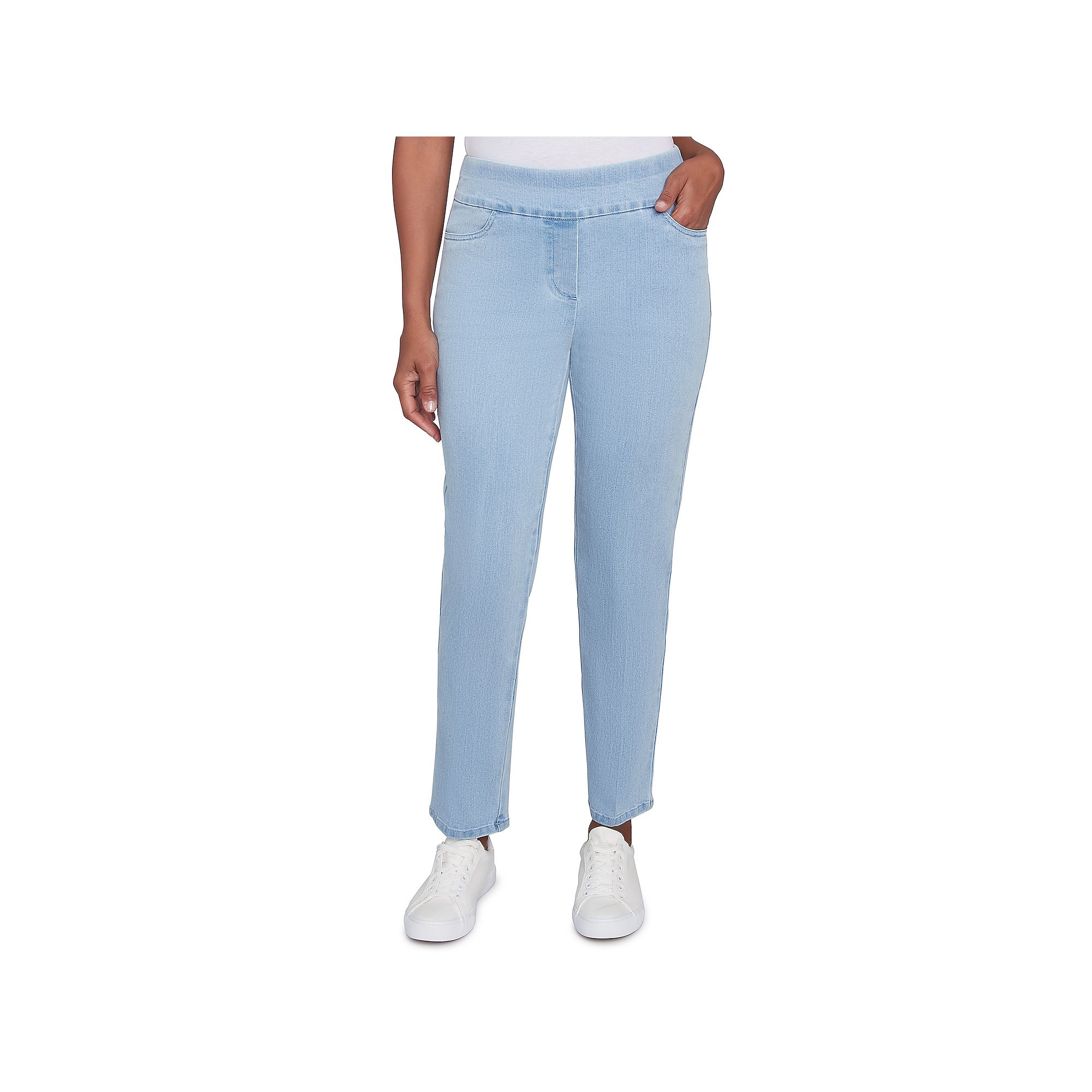 Petite Alfred Dunner Super Stretch Pull-On Straight-Leg Denim Pants, Women
