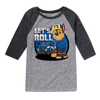 Boys 8-20 Paw Patrol "Let's Roll" Chase Graphic Raglan Tee