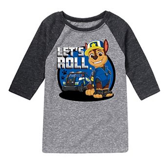 Boys 8-20 Paw Patrol "Let's Roll" Chase Graphic Raglan Tee