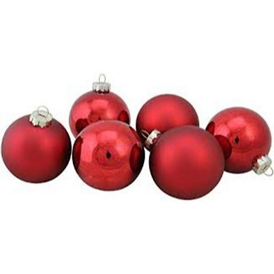 9ct Red 2-Finish Christmas Ball Ornaments 2.5" (65mm)