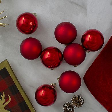 9ct Red 2-Finish Christmas Ball Ornaments 2.5" (65mm)