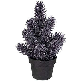 8.5" Gray Potted Glittered Artificial Mini Pine Christmas Tree - Unlit
