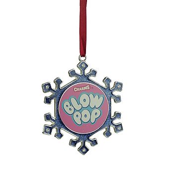 3.25" Blue and Pink Candy Logo Snowflake Christmas Ornament