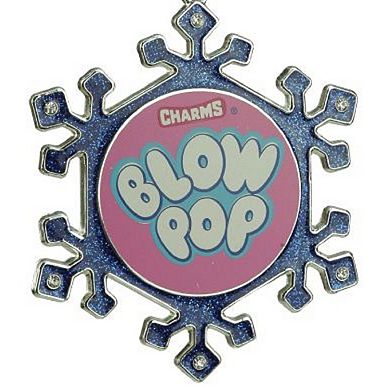 3.25" Blue and Pink Candy Logo Snowflake Christmas Ornament