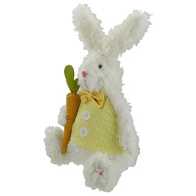 14" Plush White Sitting Easter Bunny Rabbit Holding a Carrot Spring Figure