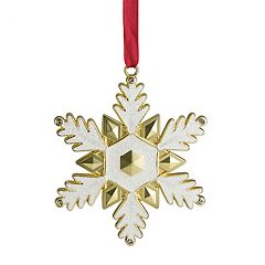 Set of 2 Gold & Silver Christmas Snowflake Ornaments 5.25