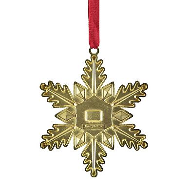 3.5" Gold Brass-Plated Snowflake Christmas Ornament with European Crystals