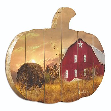 17" Red and Yellow Bedford County Sunset Pumpkin Hanging Thanksgiving Wall Decor