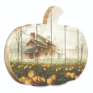 17" Ivory and Green October Gray Hanging Pumpkin Thanksgiving Wall Decor