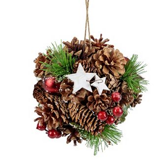 6" Pine Cones Stars and Balls Hanging Christmas Ornament