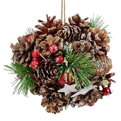 6" Pine Cones Stars and Balls Hanging Christmas Ornament