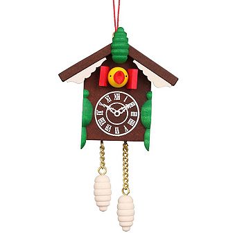 3.5" Brown Green and Red Cuckoo Clock Collectible Christian Ulbricht Ornament