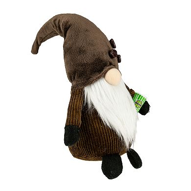 14.5" Brown Coffee Bean Gnome with Coffee Cup