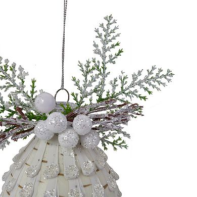 5-Inch Cedar and Berries White Finial Christmas Ornament