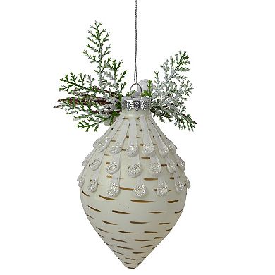 5-Inch Cedar and Berries White Finial Christmas Ornament