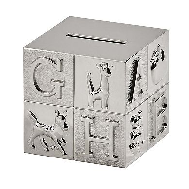 3" Silver Gray Nickel-Plated Large Square Block Coin Bank