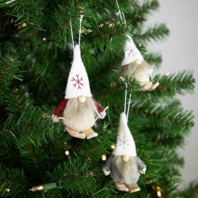 Set of 3 Skiing Gnomes Christmas Ornaments 4.5"