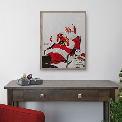 19" Lighted Norman Rockwell 'Santa Eating Milk and Cookies' Christmas Wall Art
