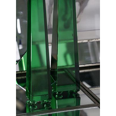12" Green Glass Modern Chic Style Obelisk Table Decor Accent