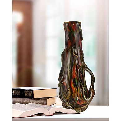 9.75" Brown Rainier Lava Handcrafted Art Glass Sculpture
