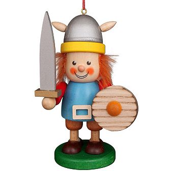4.5" Brown and Blue Christian Ulbricht Viking Ornament Decoration