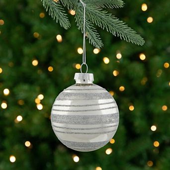 Set of 4 Silver Christmas Ball Ornaments 2.5" (67mm)