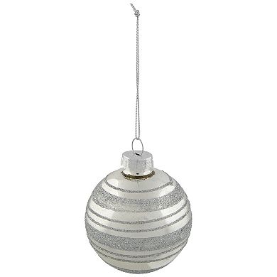 Set of 4 Silver Christmas Ball Ornaments 2.5" (67mm)