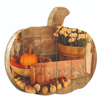 17" Ivory and Orange Autumn Harvest Hanging Pumpkin Thanksgiving Wall Decor