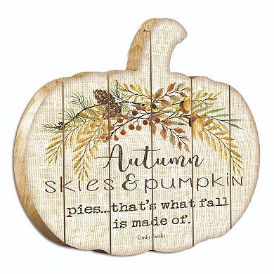17" Ivory and Brown Autumn Skies Hanging Pumpkin Thanksgiving Wall Decor