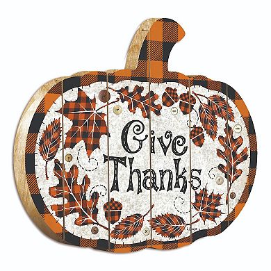 17" Black and Orange "Give Thanks" Pumpkin Hanging Thanksgiving Wall Decor