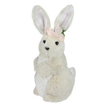 11.5” Beige Plush Standing Easter Bunny Rabbit Girl Spring Tabletop Figurine