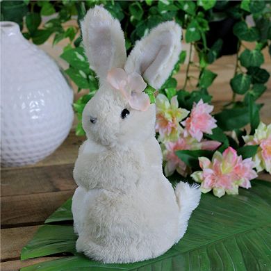 11.5” Beige Plush Standing Easter Bunny Rabbit Girl Spring Tabletop Figurine