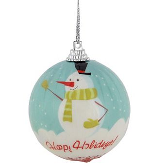 14 pc Snowmen 'Happy Holidays' Decoupage Christmas Ball Ornament Set 2.25"(60mm)