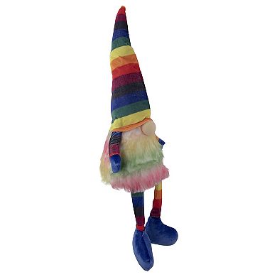 20" Bright Striped Rainbow Springtime Gnome with Dangling Legs