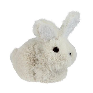 4.75" White and Black Plush Sitting Easter Bunny Rabbit Spring Figure