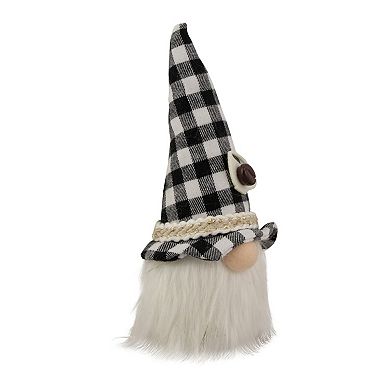 8.25" Black and White Buffalo Plaid Coffee Gnome