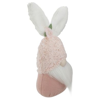 14" Pink and White Easter and Spring Gnome Head with Bunny Ears