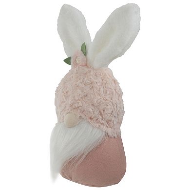 14" Pink and White Easter and Spring Gnome Head with Bunny Ears