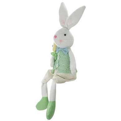 24" White and Green Boy Bunny Rabbit Easter and Spring Table Top Figure