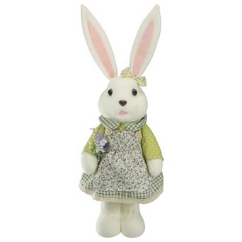 20" White and Green Standing Girl Rabbit Easter Figure