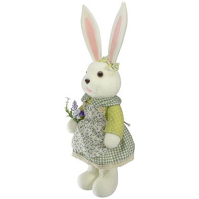 20" White and Green Standing Girl Rabbit Easter Figure
